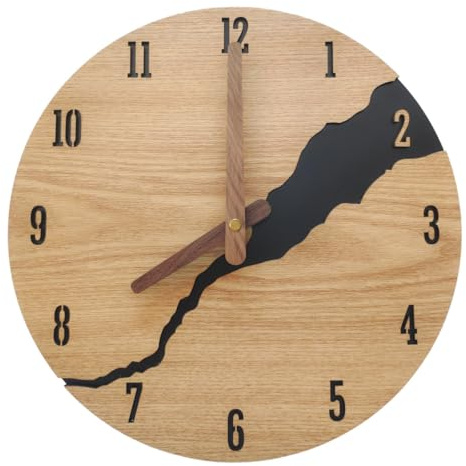YOAI Wanduhr Modern Ohne Tickgeräus Holz 30cm Wanduhren für Büro, Wohnzimmer, Küche, Schule Kinderzimmer