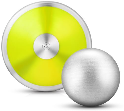 Silipull 2 Stück Iron Shot Put Ball und Wurfdiskus Set 1 kg Trainingsdiskus 3,6 kg Shot Put Leichtathletik-Trainingsgeräte für Jungen Mädchen Anfänger Schulwerfer Outdoor Praxis