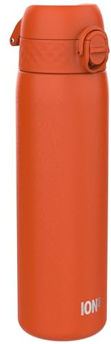 ION8 Leicht Stahl-Trinkflasche, 600 ml, Nicht IsoliertAuslaufsicher, Einhandöffnung, Sichere Verriegelung, Spülmaschinenfest, Klappdeckel, Tragegriff, Leicht zu Reinigen, Orange