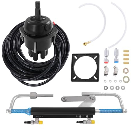 Kit de direction hydraulique hors-bord 90 CV, système de direction hydraulique pour hors-bord, pompe de direction, cylindre de serrure et 2 tuyaux de direction hydrauliques