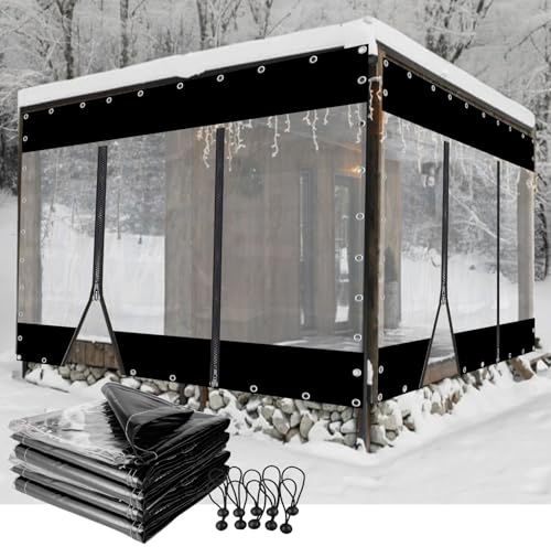 Outdoor Vorhänge mit Reißverschlüsse Transparent Pergola Pavillon Seitenwände PVC Plane Seitenteile, für Terrasse Veranda Balkon (9'x6.6'(2.8x2m))