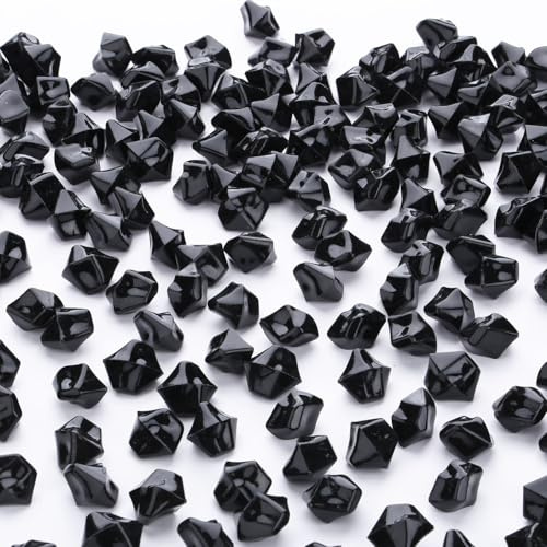 500 piedras preciosas acrílicas negras de 14 mm para niños con caja