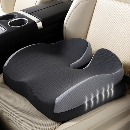 Cuscino ortopedico in schiuma di memoria, cuscino ergonomico per sedia ortopedica per sedia da ufficio e auto, cuscino per anello del coccige per aumentare il comfort di seduta, rivestimento lavabile