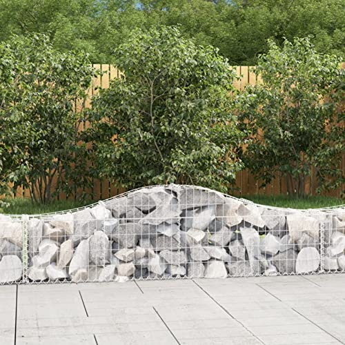 Homgoday Arched Gabion Baskets 4 pcs 200x30x40/60 cm Galvanised Iron,Gabion Baskets Gabion Stones Gabion Wire Mesh Gabion Cages Retaining Wall Garden Wire Pot Cage Fence Privacy
