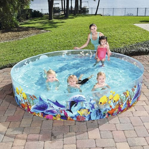 MZQMK Piscinetta Rigida per Bambini Fantasia Marina, Piscina Non Gonfiabile, per Cortile, Festa Estiva in Acqua, All'aperto Giardino Swimming Pool(183cm/72in)