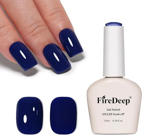 Firedeep 10ml Hema Free Blue Gel Nail Polish Midnight Blue Color Gel Polish Soak Off UV LED Cured Manicure Gift for Women and Girls