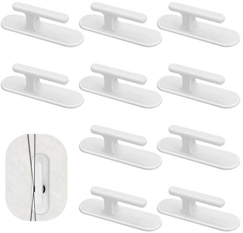 Agvdg 10 Piece Blind Cord Winder Safety Hooks & Holder Set - Adhesive Wall Hooks Wrap Cleats, Child-Proof for Home/Office Window Blinds, Curtains, Sun Shades & Ropes - White