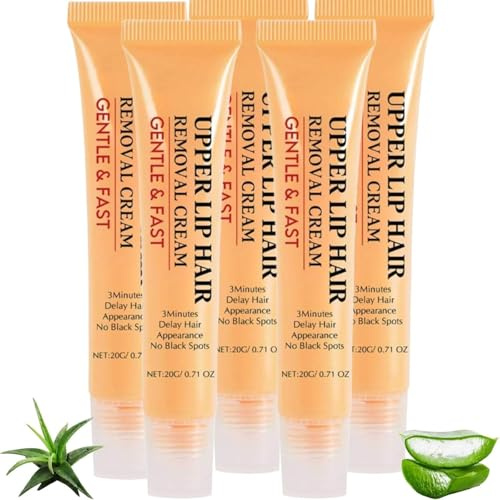 Enthaarungscreme Gesicht,Gesichtshaarentfernung Creme,Upper Lip Hair Removal Cream,Haarentfernung Gesicht Damen,Sanfte Beruhigende Enthaarungscreme für Face und KöRper, Für alle Hauttypen (20g, 5PC)