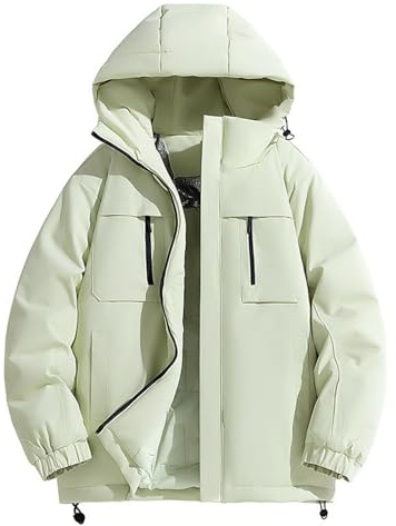 Vhersily Giacca da Sci Montagna Impermeabile Parka da Neve Calda Imbottita Invernale Cappotto da Sci con Cappuccio Invernali Antivento Giubbotto da Viaggio Donna con Tasche Leggera Trapuntata