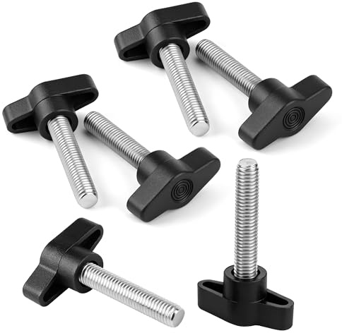 6 Stück Rändelschraube M8, M8 x 40mm 304 Edelstahl T-förmige | Klemmschraubenknopf, Daumenschrauben Griff, Flügelschraube M6, für schnellen Austausch des Handfestziehknopfs