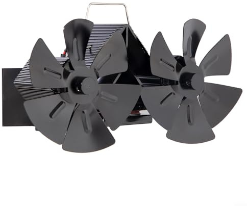 Ventilatore da parete a 12 pale a doppia testa per una migliore distribuzione del calore, funzionamento silenzioso sotto i 25 decibel, funziona tramite calore senza alimentazione esterna