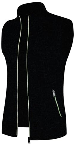 Generisk herrväst med ståkrage gjord av mjukt skal-material sportig ärmlös fleeceväst med plyschfoder elegant funktionell väst för yrkesmässig och utomhussporter, svart, XL