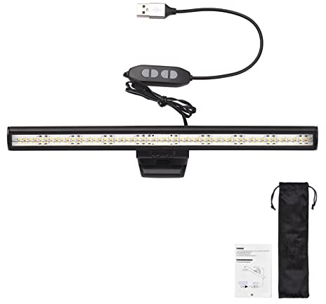 SIWOTED Lampada da lettura elettronica per monitor da schermo per computer da 40 cm con barra luminosa e temperatura bicolore 2800K-6500K 10 livelli di luminosità regolabile per (26 cm)