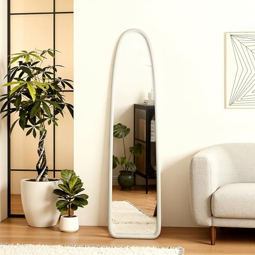 Hometopia Spiegel mit Weiß Holzrahmen Bogen Ganzkörperspiegel 175 x 43 cm