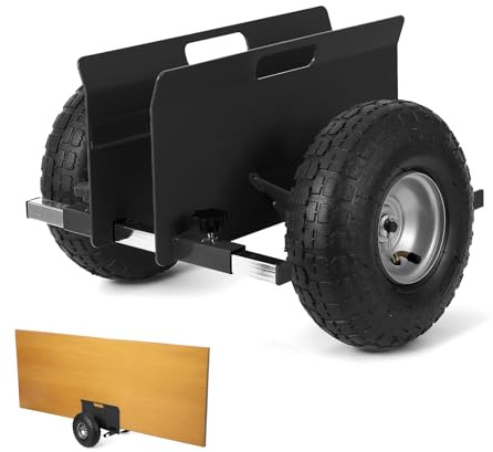 Heavy Duty Panel Dolly Cart – 600 lbs Capacity, Adjustable Clamp, 10 Inflatable All-Terrain Tires, Perfect for Transporting Drywall, Plywood, Doors & Sheet Materials – Outdoor Garden Hand Trolley