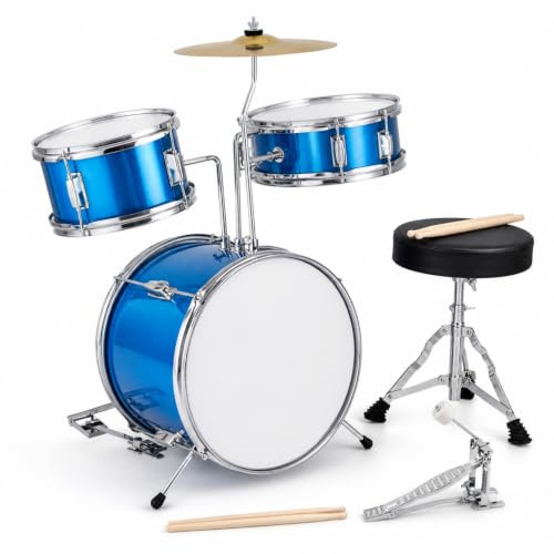 FytStycale Musique Réaliste Kit avec Tabouret Compact Percussion pour Enfants, Chambre d'enfant , Bleu Paon