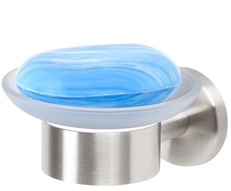 bremermann Bad-Serie Piazza - Seifenschale, ideal für Bad und Dusche, Seifenhalter aus Glas und Edelstahl, matt