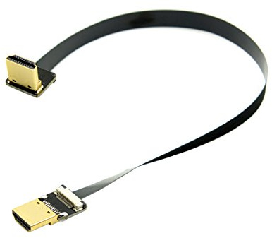Cablecc FPV HDMI-Stecker auf 90 Grad abgewinkelter HDMI-Stecker, HDTV, FPC, Flachkabel, 20 cm, für Luftfotografie mit Multicoptern