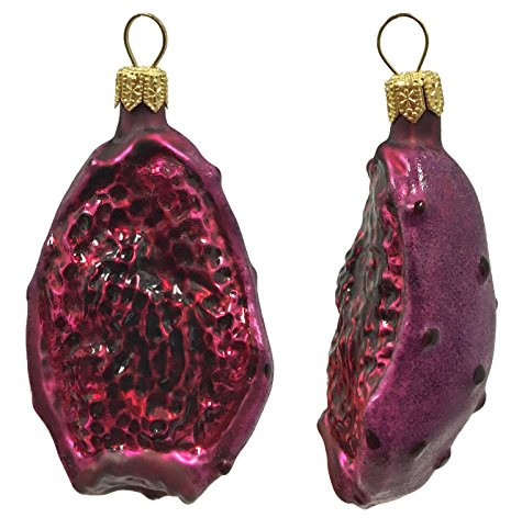 Pinnacle Peak Trading Company Prickly Pear Cactus Fruit Polish Glass Christmas Tree Ornament Food Set of 2