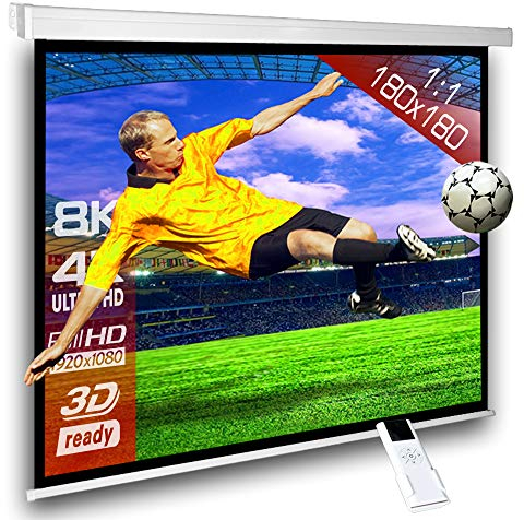 Motorleinwand SlenderLine 180 x 180cm (BxH) - 1:1 Format - 2D/3D - Full-HD - 4K Ultra HD - Beamer Leinwand inkl. Funkfernbedienung