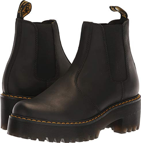 Dr. Martens Women's Rometty Chelsea Boot, Black Burnished Wyoming, 8