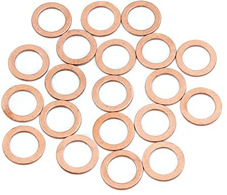 sourcing map Kupfer Unterlegscheiben 20 Stk Für Auto Dichtungen 12x18x1mm | Abriebfestigkeit, Temperatur- Und Druckfestigkeit, Für Wannenstopfen, Wasser-, Kraftstoff- Und Hydraulikarmaturen