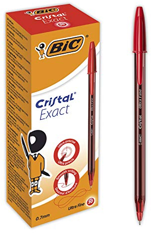 BIC, Cristal Exact, Penne a sfera, a punta fine rosso
