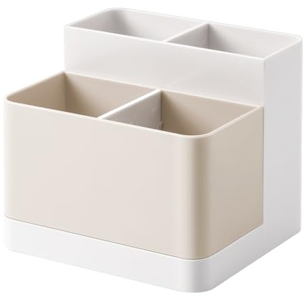 Poeland Schreibtisch-Aufbewahrungs-Organizer für Bleistifte, Kartenhalter, Behälter für Schreibtisch, Bürobedarf, Schminktisch, hellbraun