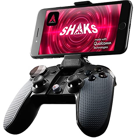 SHAKS S3b Mobile Game Controller per Android, Windows, macOS, iOS, X-Cloud, Stadia, GeForce - Bluetooth Gamepad wireless, alimentato da Qualcomm, 8 h d'utilisation. App de cartographie