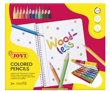 Jovi Buntstifte Woodless, holzfrei, 3-kant Form, ab 3 Jahren, bruchsicher, Großpackung 288 Stück in 12 verschiedenen Farben