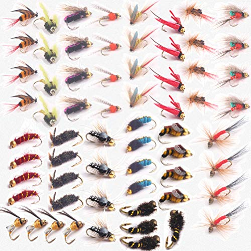 JasCherry Angel-Fliegen Kunstköder Fliegenköder Fliegen Fischen Köder mit wasserdichte Box, Perfekt zum Angeln Barsch Forelle Dorsch Angelzubehör
