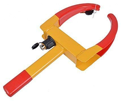 G4RCE- Wheel Clamp/Yellow Red/Anti-Theft Car Wheel Tyre Lock Clamp with Two Keys/Heavy Duty/Security/Parking Stabilizer and tire Lock/Wheel Clamp for Trailer, Car & Bike