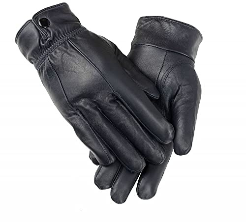 Woodland Leathers Women's Leather Gloves, Extra Soft and Warm Ladies Waterproof Gloves (M-L, Black)