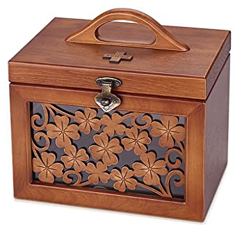 sararui Erste Hilfe Set 9.84 Zoll Hölzerne medizinische Box Erste Hilfe Box Containerbox Tragbare Aufbewahrungsbox Familie Erste-Hilfe-Kit Retro Medizin-Box Verbandskasten