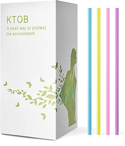 200 Count 100% Compostable Plant-Based PLA Straws-KTOB Biodegradable Colorful Drinking Plasticless Straws-Eco Friendly Plastic Bar Straw