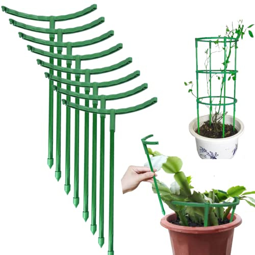 Belit 12 Pack Plant Support Stake, Half Round Plant Support Ring Plastic Plant Cage, Flower Pot Climbing Trellis for Clivia, Roses, Hydrangea, Indoor Plants, 5.5 Wide x 9.8 High