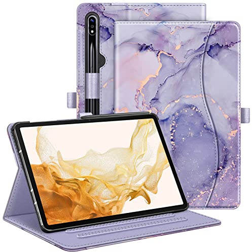 Fintie Schutzhülle für Samsung Galaxy Tab S10+/ S9+/ S8+/ S7 FE/ S7+ 12,4 Zoll, Multi-Winkel-Viewing Schutzhülle mit Tasche, Auto Sleep/Wake, Fliederlila