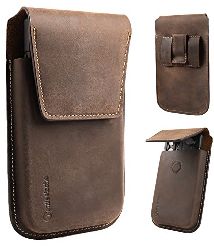 Gentlestache Leather Phone Holster for iPhone 17 16 15 14 Pro Max & Plus - Belt Clip Cell Phone Case for S25 S24 Ultra & Plus - Magnetic Closure Leather Belt Holder Pouch, XL, Darkbrown