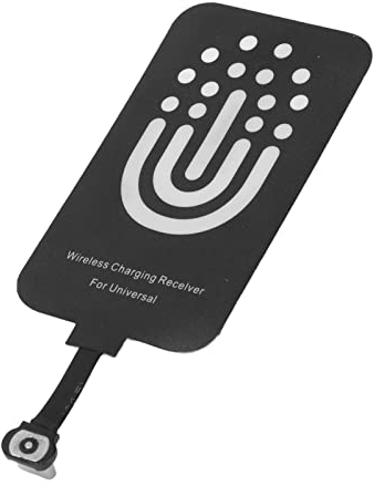 Drahtloser Ladeadapter für Mobiltelefone, Eingebauter MCU Typ C Wireless Charger Patch Adapter Empfänger mit Magnetischer Ladeleitung, Kompatibel mit Allen Typ C Schnittstellengeräten(Schwarz 10W)
