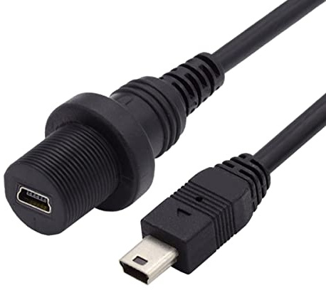 cablecc Wasserdicht staubdicht 480 Mbps Mini USB 2.0 5-poliger Stecker auf Buchse, Verlängerungskabel, Auto-Schalttafelmontage, 1 m