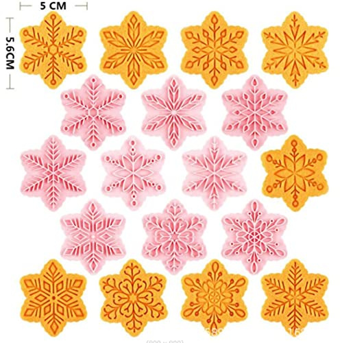 9 Pieces Cute Christmas Snowflakes Cookie Cutters Plastic Cookie Stamps Snowflake Cookie Mould Press Christmas Cookie Mould Set Baking Kitchen Tools (Snowflake 1227A)