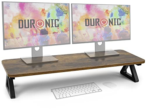Duronic Monitor Stand Riser DM06-2 AO, Laptop/Screen Stand for Desktop, Support Shelf for a PC Computer Monitor, 10kg Capacity, 80cm x 30cm - Antique Oak Wood Effect
