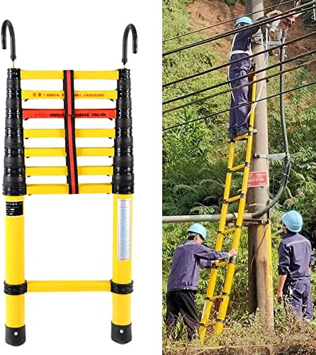 Glasfaserisolierte Teleskopleiter mit Haken, Mehrzweck-Ausziehleiter für Reparatur oder Rettung, FRP-Elektrikerleiter für den Außenbereich, Last 150 kg (Size : 3m/9.8ft)