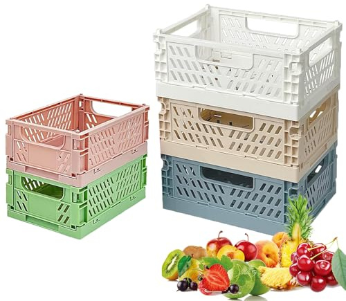 Aiareozy 5 Pièces Cagette Plastique Pliable, Caisse Rangement plastique, Boîte de Rangement Pliable, Petite Panier de Rangement, pour Ranger de Petits Objets, Cuisine, Chambre à Coucher