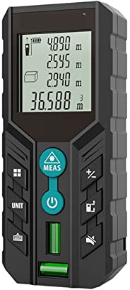 Télémètre de mesure de distance Mètre laser numérique Mètre à ruban laser professionnel Mètre à distance laser Mètre à ruban de haute précision et précis (Couleur : C1-Preto, Taille : 100m) (Oran