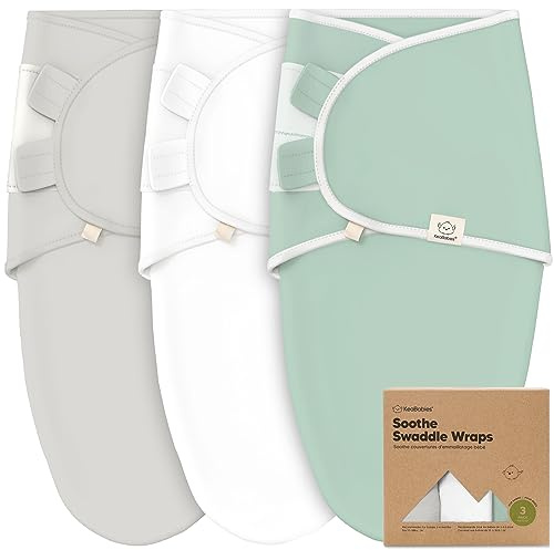 KeaBabies 3-Pack Bio Swaddle Schlafsack Baby - Pucksack Baby 3-6 Monate für Neugeborene, Weich und Gemütlich Pucktuch Säuglinge fur Mädchen, Jungen, Babyschlafsack Neugeborene, Atmungsaktiv (Sage, L)