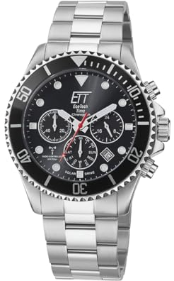 ETT Eco Tech Time Funk Solar Herren Uhr Analog mit Edelstahl massiv Armband EGS-11607-25M