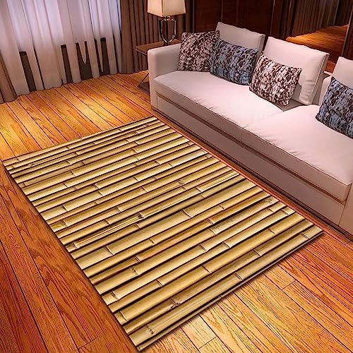 Teppich 3D Gelber Bambus Teppiche Wohnzimmer Große Teppiche Luxus Tierteppiche Schlafzimmer Badezimmer Küche Bodenmatte Fußmatte - Polyester-Soft-to