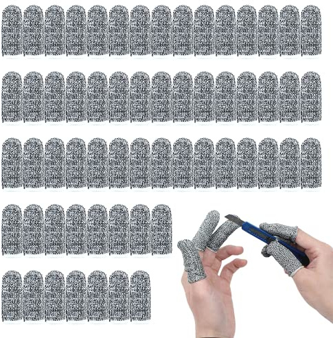 60 pcs Finger Cots Cut Resistant Protector Cut-Resistant Finger Covers, Anti-Cut Fingertips Finger Protection Cots for Peaked Tools DIY Working Building Kitchen Cutter Cooking, Breathable & Reusable