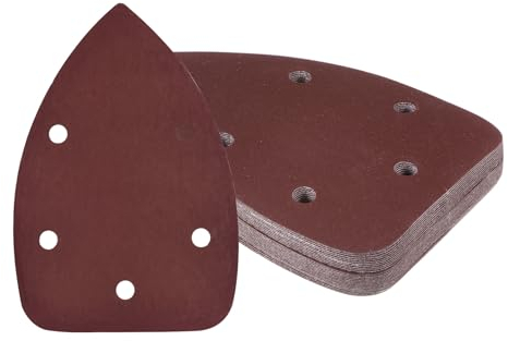 Kozelo 25pz Carta Vetrata Levigatrice a Triangolo Mouse - [Grana 1000 3,5 x 5,5] Fogli di Carta Vetrata a Gancio e Ring Assortiti per Uso Lucidatura Mobili Legno 5 Fori Ossido Alluminio